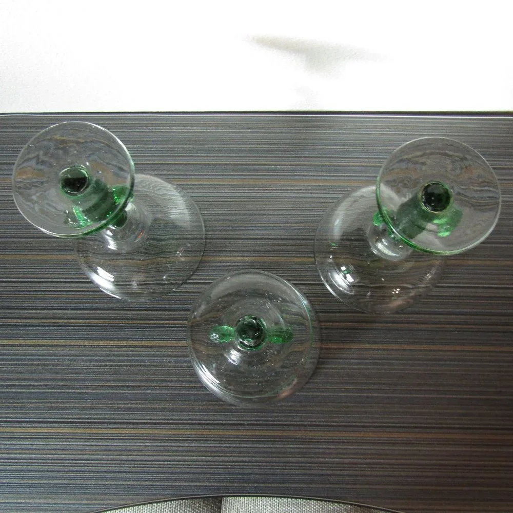 Hand Blown Cactus Margarita/Dessert Glasses Set of 3